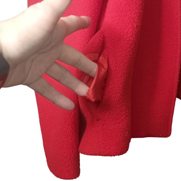 Vibrant Red Boiled Wool Blend Open Front A-Line Blazer Stand Collar SKUW193 - Picture 7 of 8